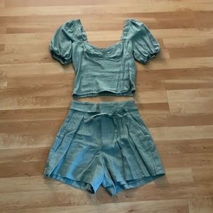 Abercrombie & Fitch Sage Green Shirt and Short Set